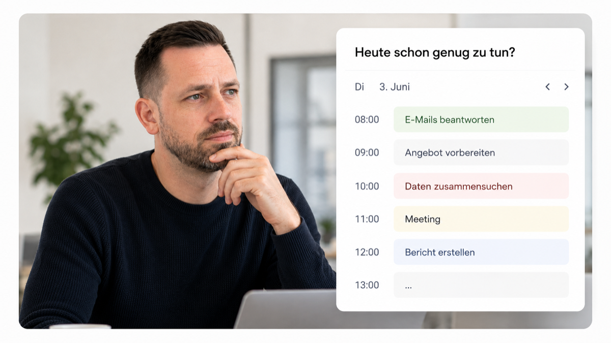 Mann im Büro neben einem Tagesplan